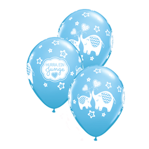 Motivballon Hurra ein Junge Hellblau