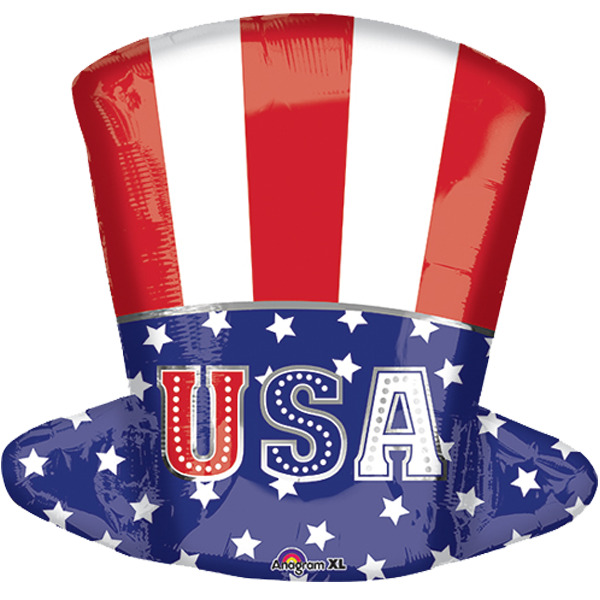 Folienballon - Figur USA Hut Uncle Sam - S - 45 cm / 0,02 m&sup3;