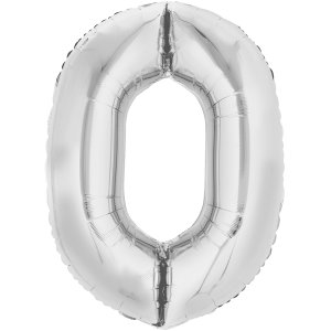 Folienballon Zahl 0 Silber - XL - 66cm/0,06m³