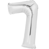 Folienballon - Zahl 7 silber - XL - 66 cm / 0,06 m³