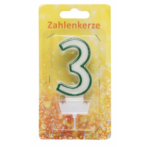 Zahlenkerze 3 - dunkelgrün