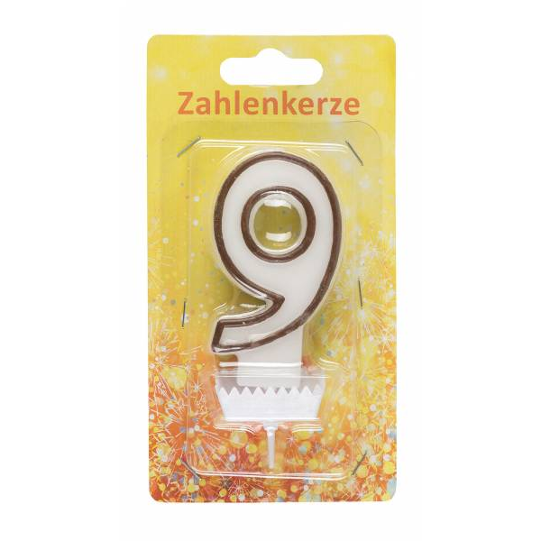 Zahlenkerze 9 - braun