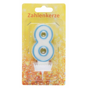 Zahlenkerze 8 - hellblau