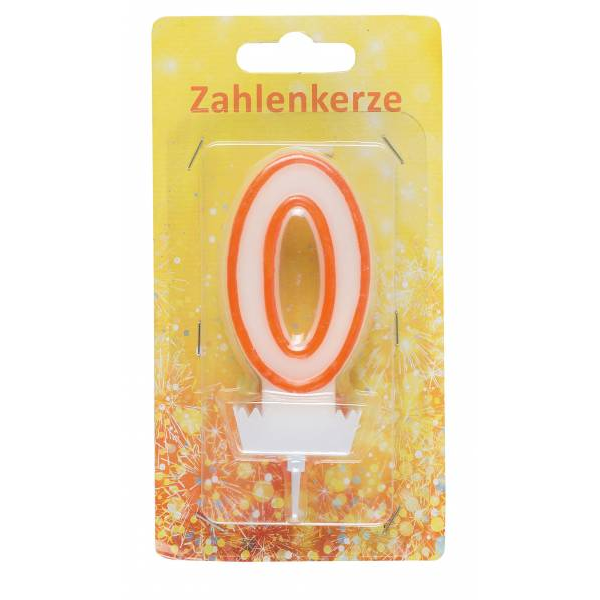 Zahlenkerze 0 - orange