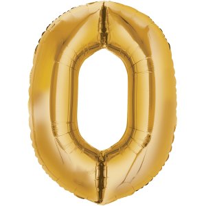 Ballon Zahl 0  Gold - XL/Folie - 66cm/0,06m³