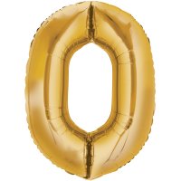 Folienballon - Zahl 0 Gold - XL - 66cm/0,06m³