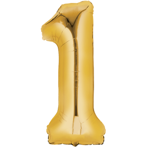 Folienballon - Zahl 1 Gold - XL - 66 cm / 0,06 m³