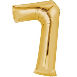Folienballon - Zahl 7 Gold - XL - 66 cm / 0,06 m&sup3;