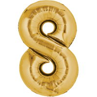 Folienballon - Zahl 8 Gold - XL - 66 cm / 0,06 m³