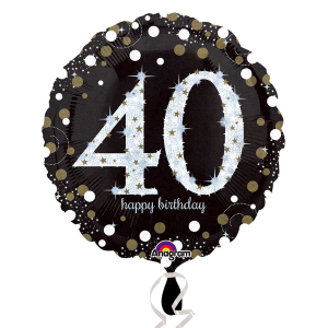 Folienballon - Motiv Zahl 40 Happy Birthday Schwarz -...