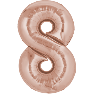 Folienballon - Zahl 8 Rosegold - XL - 66 cm / 0,06 m³