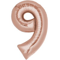 Folienballon - Zahl 9 Rosegold - XL - 66 cm / 0,06 m³