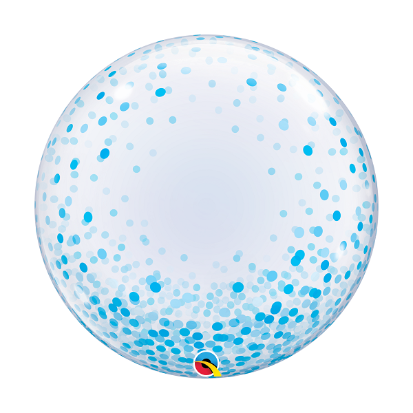 Ballon Confetti blau - XL/Stretchfolie/Deco Bubble -...