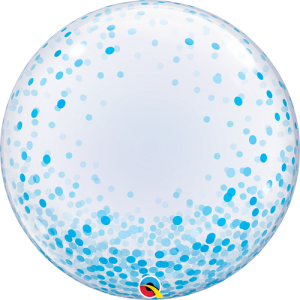 Ballon Confetti blau - XL/Strechtfolie/Deco Bubble -...
