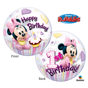 Single Bubble Ballon - Zahl 1 Minnie Maus - XL - 56 cm /...