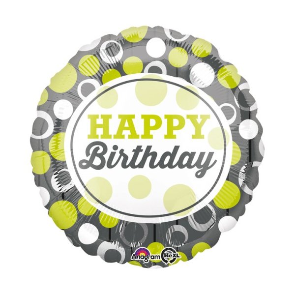 Folienballon - Motiv Happy Birthday Grün-Weisse...