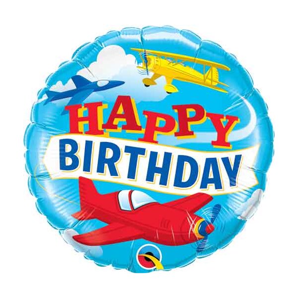 Folienballon - Motiv Happy Birthday Flugzeuge - S - 45 cm...