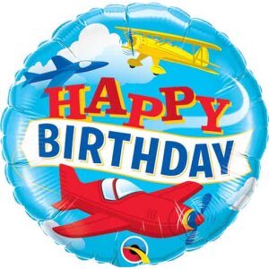 Folienballon - Motiv Happy Birthday Flugzeuge - S - 45 cm...