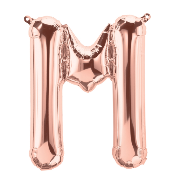 Folienballon - Buchstabe M - Rosegold - XS - 40 cm / Luft
