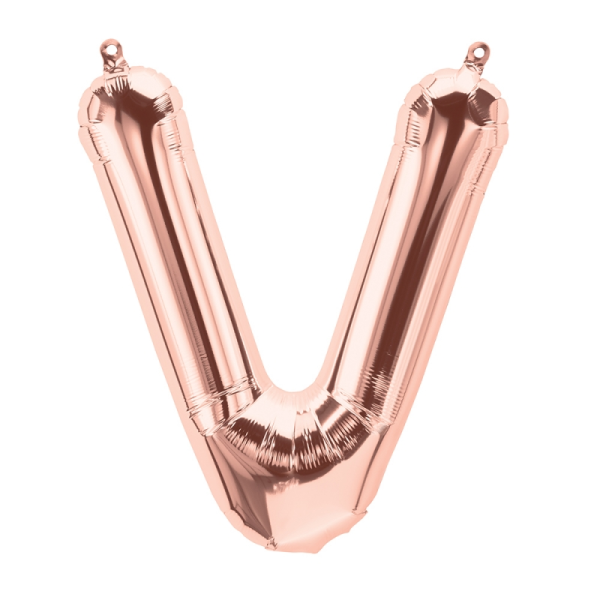 Folienballon - Buchstabe V - Rosegold - XS - 40 cm / Luft