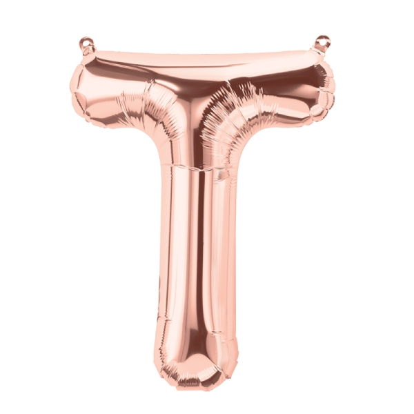 Folienballon - Buchstabe T - Rosegold - XS - 40 cm / Luft