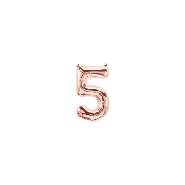 Folienballon - Zahl 5 Rosegold - XS - 40 cm / Luft