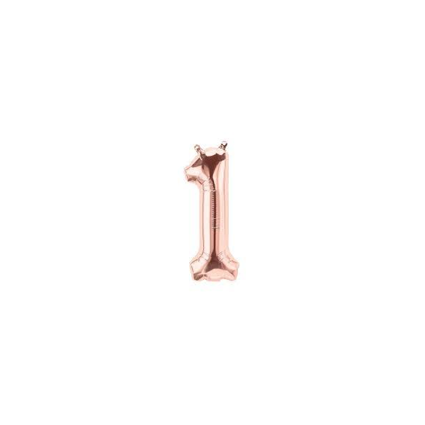 Folienballon - Zahl 1 Rosegold - XS - 40 cm / Luft