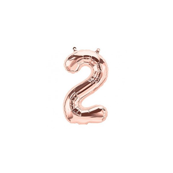Folienballon - Zahl 2 Rosegold - XS - 40 cm / Luft