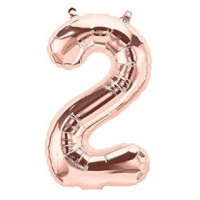 Folienballon - Zahl 2 Rosegold - XS - 40 cm / Luft