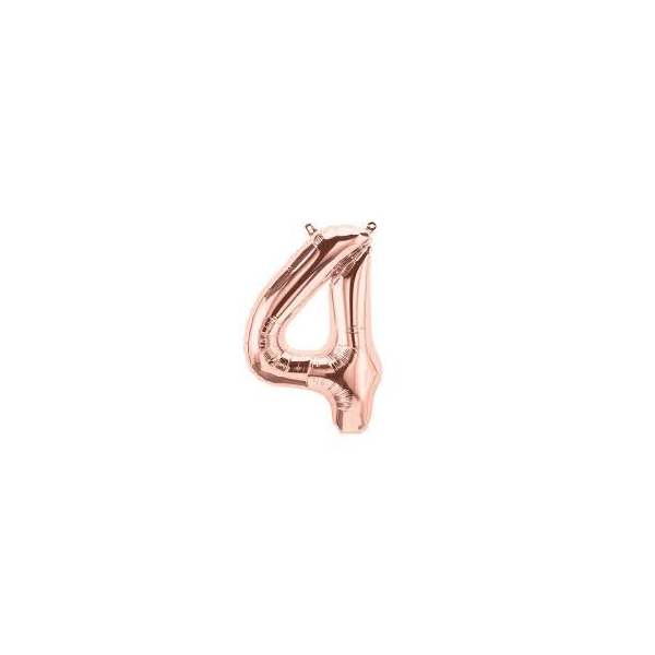 Folienballon - Zahl 4 Rosegold - XS - 40 cm / Luft