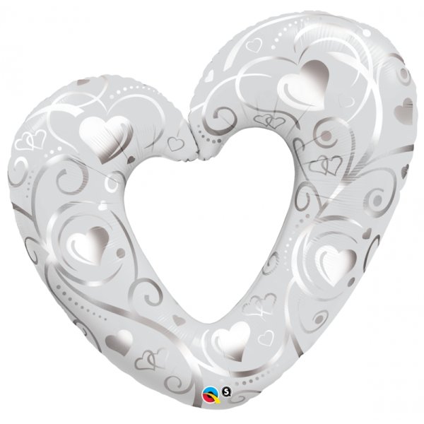 Folienballon Hearts & Filigree pearl white - XXL - 107cm/0,07m³