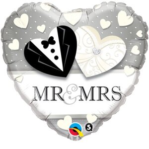 Folienballon - Motiv Mr & Mrs - S - 45 cm / 0,02 m&sup3;
