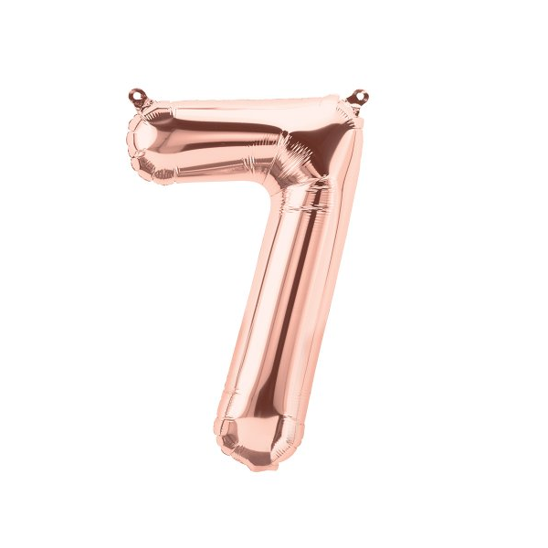 Folienballon - Zahl 7 Rosegold - XS - 40 cm / Luft