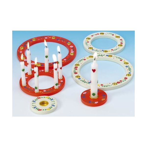 Holz-Geburtstags-Ringe, mit metallhaltern (3er) Roter Ring