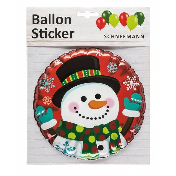 Ballon Sticker rund - Schneemann 15cm