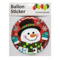 Ballon Sticker rund - Schneemann 15cm