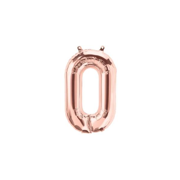 Folienballon - Zahl 0 Rosegold - XS - 40 cm / Luft