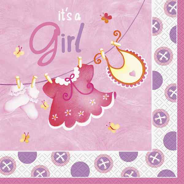 Servietten, Strampler - its a girl, 2lagig, 33 x 33cm (16)