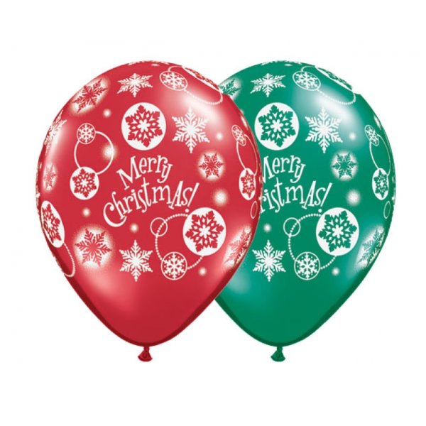 Latexballon Motiv Merry Christmas Snowflakes