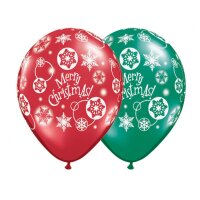 Latexballon - Motiv Merry Christmas Snowflakes