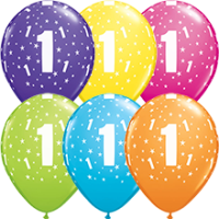Latexballon - Motiv Zahl 1 Bunt - S / Latex - 28 cm / 0,02m³