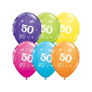 Latexballon - Motiv Zahl 50 - 28 cm / 0,02m³