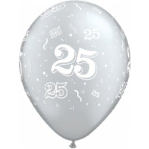 Latexballon - Motiv Zahl 25, silber