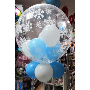 Deco Bubble Ballon - Motiv Frosty Snowflakes - XL -...
