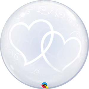 Ballon Doppelherzen - XL/Strechtfolie/Deco Bubble -...