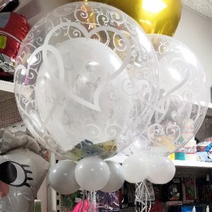 Deco Bubble Ballon - Motiv Doppelherzen - XL - 61cm/0,04m&sup3;