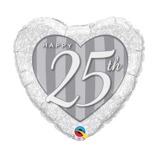 Folienballon - Motiv Zahl 25 Happy 25th - S - 46 cm /...