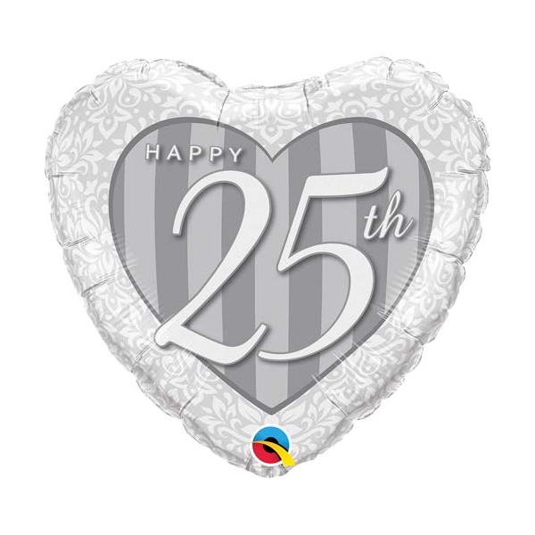 Folienballon - Motiv Zahl 25 Happy 25th - S - 46 cm / 0,02 m³