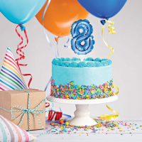 Folienballon - Kuchenpicker Zahl 8 blau - 22,8 cm / selbstaufblasend