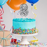 Kuchenpicker Folienballon - Zahl 8 silber - 22,8 cm / selbstaufblasend